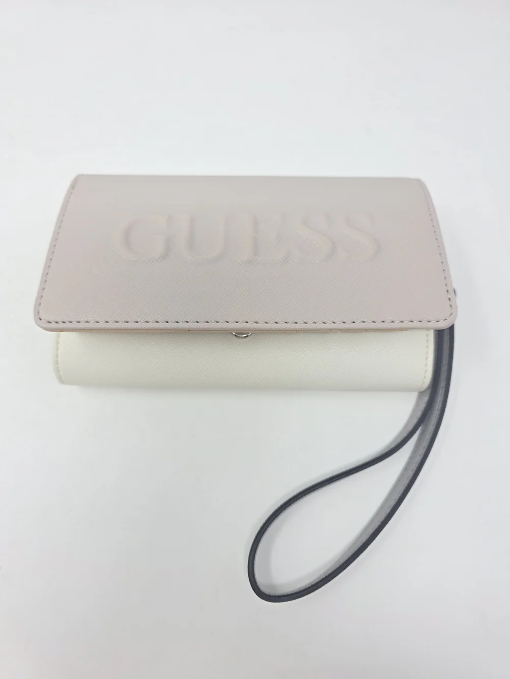 RARE GUESS Laken Smartphone Wristlet Wallet Phone Compartment Spellout Blush NWT